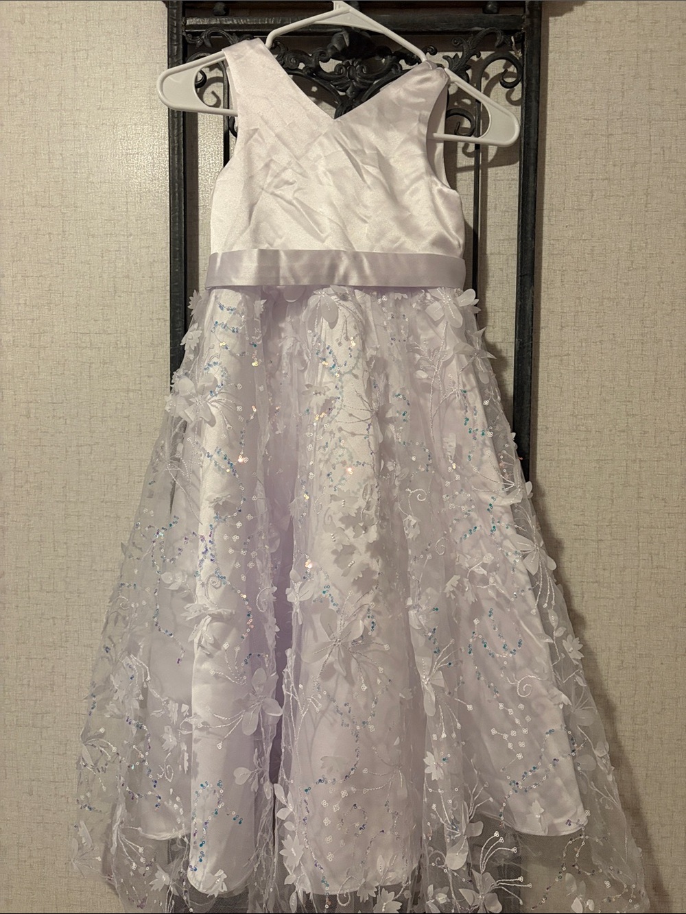 Lilac Sparkle Floral Lace Formal Dress for Girls